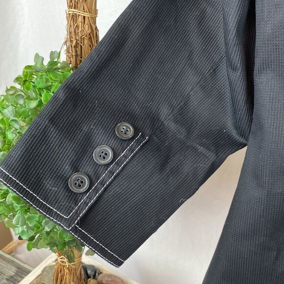 Neiman Marcus Black Ribbed Long Sleeve Button Up Tailored Blazer Jacket 6 - Picture 3 of 4